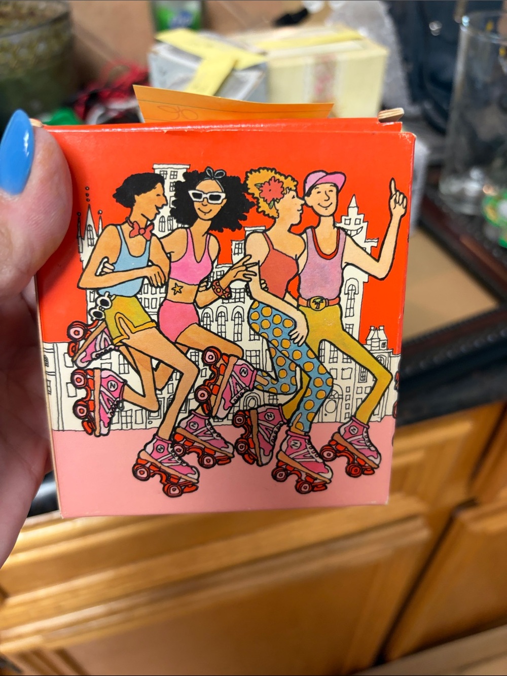 Avon Retro Roller Skate Girls Illustration in Pink and Orange